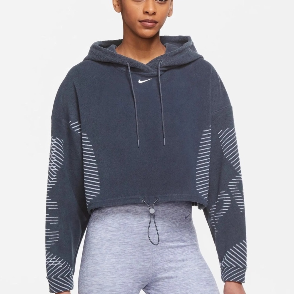 Nike Pro Therma-Fit Navy Crop Hoodie